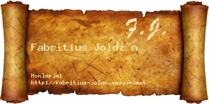 Fabritius Jolán névjegykártya