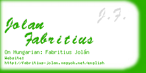 jolan fabritius business card